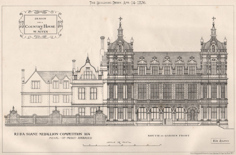 Country house design by W. Niven; RIBA Soane Medallion competition 1876 1876